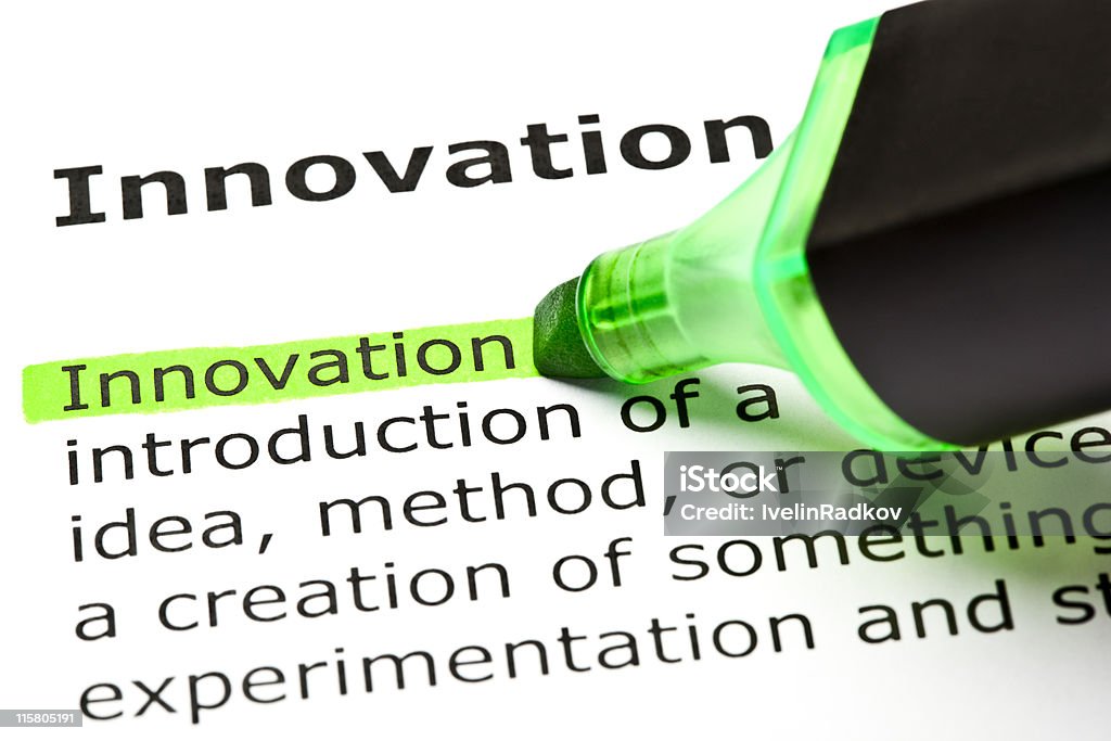 Innovation'evidenziato in verde - Foto stock royalty-free di Bianco