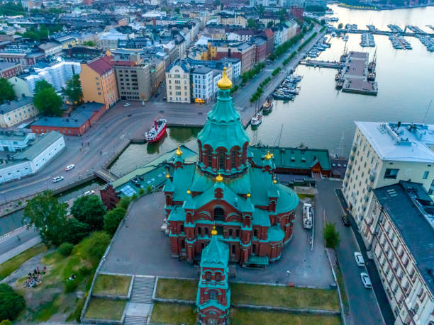istock Helsinki aerial view sunset 1158058400