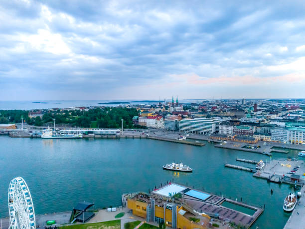 istock Helsinki aerial view sunset 1158058432