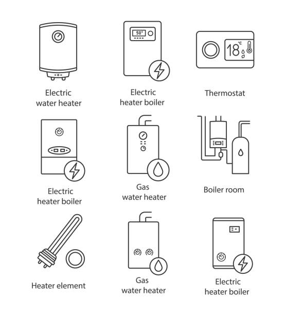 ilustrações de stock, clip art, desenhos animados e ícones de heating icons - thermostat