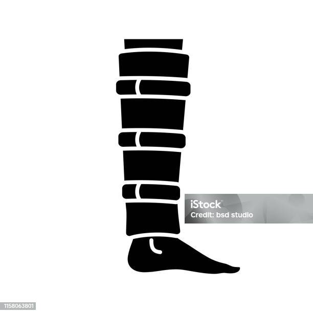 Shin Brace Icon Stock Illustration - Download Image Now - Compression Garment, Icon Symbol, Leg