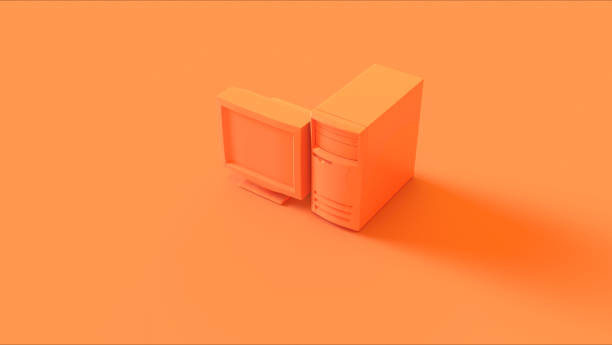 istock Orange Old Desktop Computer and Monitor 1158065922