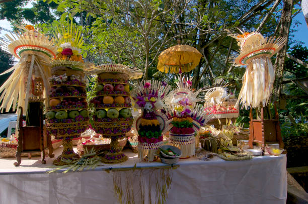 istock Balinese traditional ceremonial offerings in Ubud 1158068722