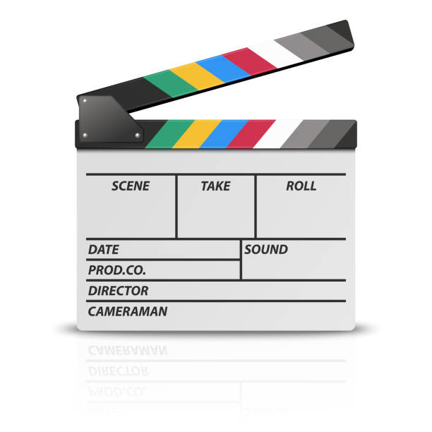 istock Vector 3d Realistic Blank Opened Movie Film Clap Board Icon Closeup Isolated on White Background. Design Template of Clapperboard, Slapstick, Filmmaking Device. Front View 1158069131