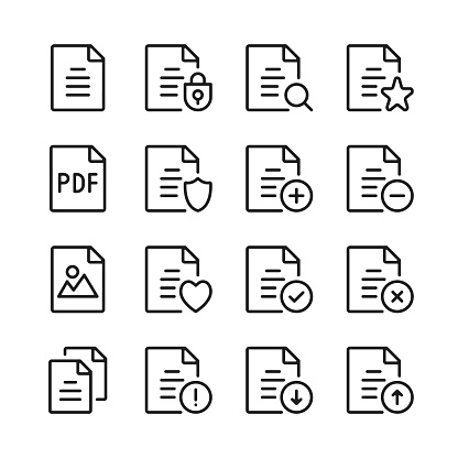 Document line icons set. Modern graphic design concepts, simple linear outline elements collection. Thin line design. Vector line icons