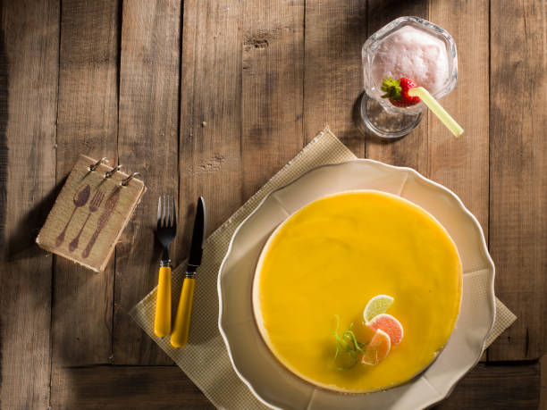 istock Lemon Cheesecake on wooden table background. 1158073252