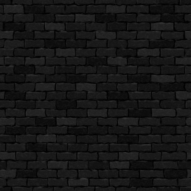 Vector realistic isolated black brick wall seamless pattern background for template and wallpaper decoration. Vector realistic isolated black brick wall seamless pattern background for template and wallpaper decoration. concrete borders stock illustrations