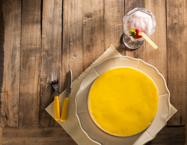 istock Lemon Cheesecake on wooden table background. 1158075011
