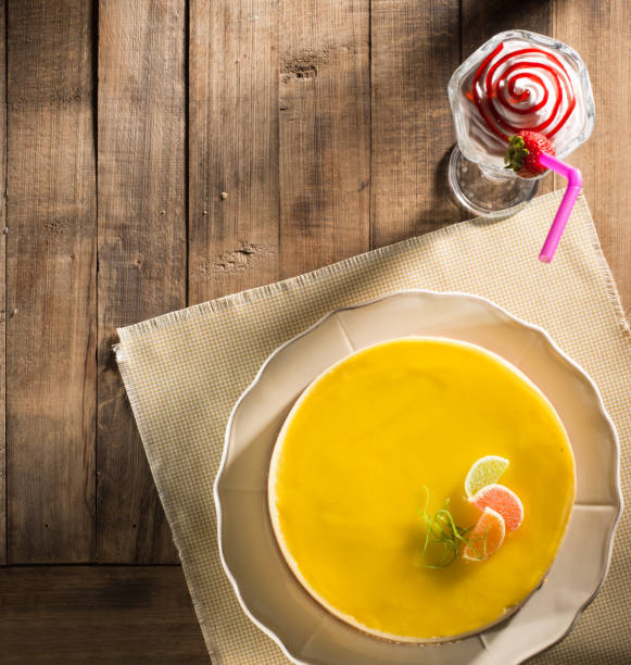 istock Lemon Cheesecake on wooden table background. 1158075063
