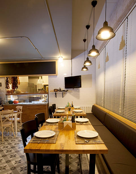 istock Wide view of a restaurant interior 115807651