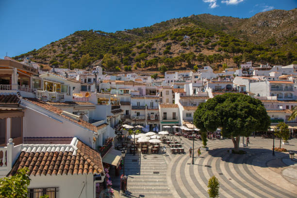 Mijas village. Mijas village. View of the village of Mijas on a sunny day. Costa del Sol, Andalusia, Spain. Picture taken – 20 june 2019. mijas pueblo stock pictures, royalty-free photos & images