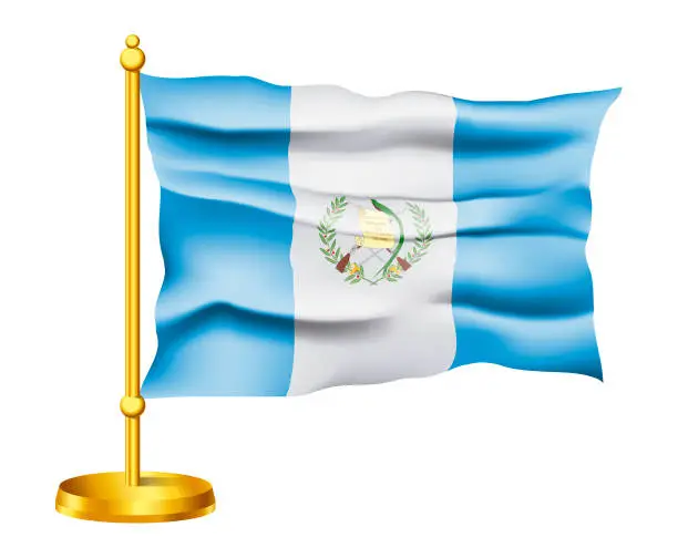 Vector illustration of National flag of Guatemala isolated on white background. Waving Vector Icon