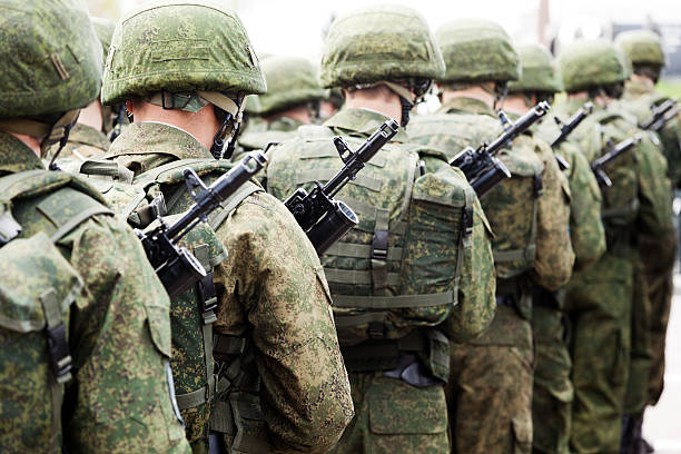 istock Military uniform soldier row 115808424