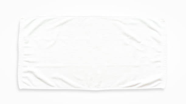 istock White cotton towel mock up template fabric wiper isolated on white background with clipping path, flat lay top view 1158086130