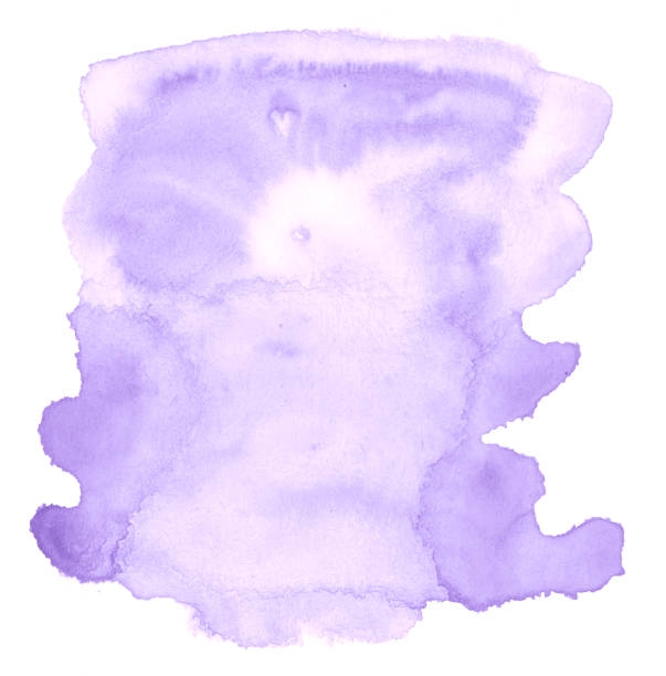 istock Lilac pastel watercolor hand-drawn isolated wash stain on white background for text, design. Abstract texture made by brush for wallpaper, label. 1158086607