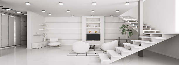 istock Modern interior of apartment panorama 3d render 115809038