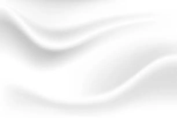 Vector illustration of Milk white wave background Looks soft, like a swaying white cloth.