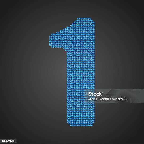 Vector Blue Glitter Sequins Number 1 Stock Illustration - Download