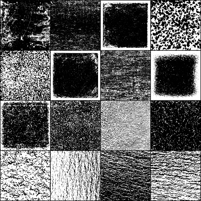 Set of Black and White Grunge Texture. Grainy Overlay Textured. Dark Rough Noise Particles. Digitally Generated Image. Vector Design Elements. Illustration, EPS 10.