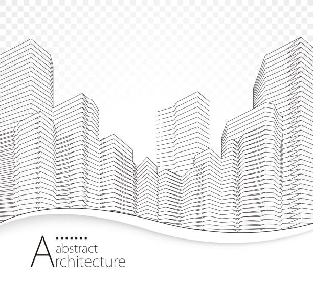 Abstract Building Perspective Lines - ilustração de arte vetorial