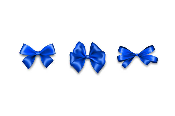 istock Holiday satin gift bow knot ribbon man blue 1158091659
