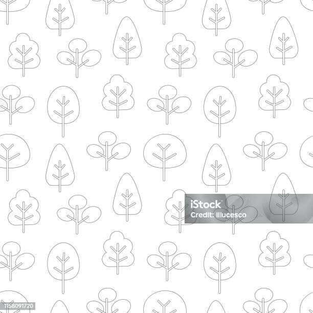 Simple Forest Pattern Background Simple Outline Forest Pattern Seamless Kids Background Vector ...