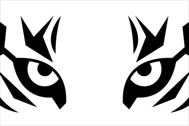 Vector illustration of Close up eyes of tiger