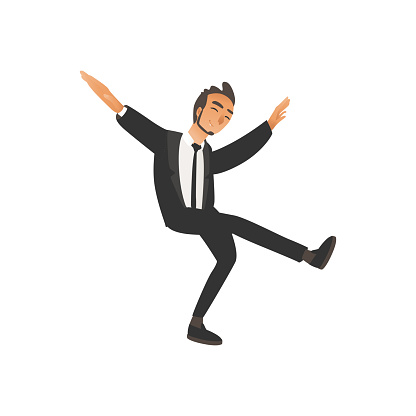 Happy Dancing Groomsman Man In Suit Tuxedo In Flat Cartoon Style Stock  Illustration - Download Image Now - iStock