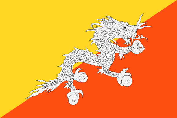 illustrations, cliparts, dessins animés et icônes de drapeau du bhoutan. drapeau souverain d'état du bhoutan - bhutanese flag