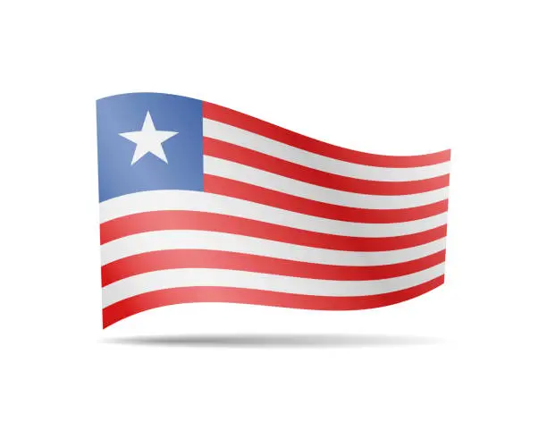 Vector illustration of Waving Liberia flag in the wind. Flag on white vector illustration