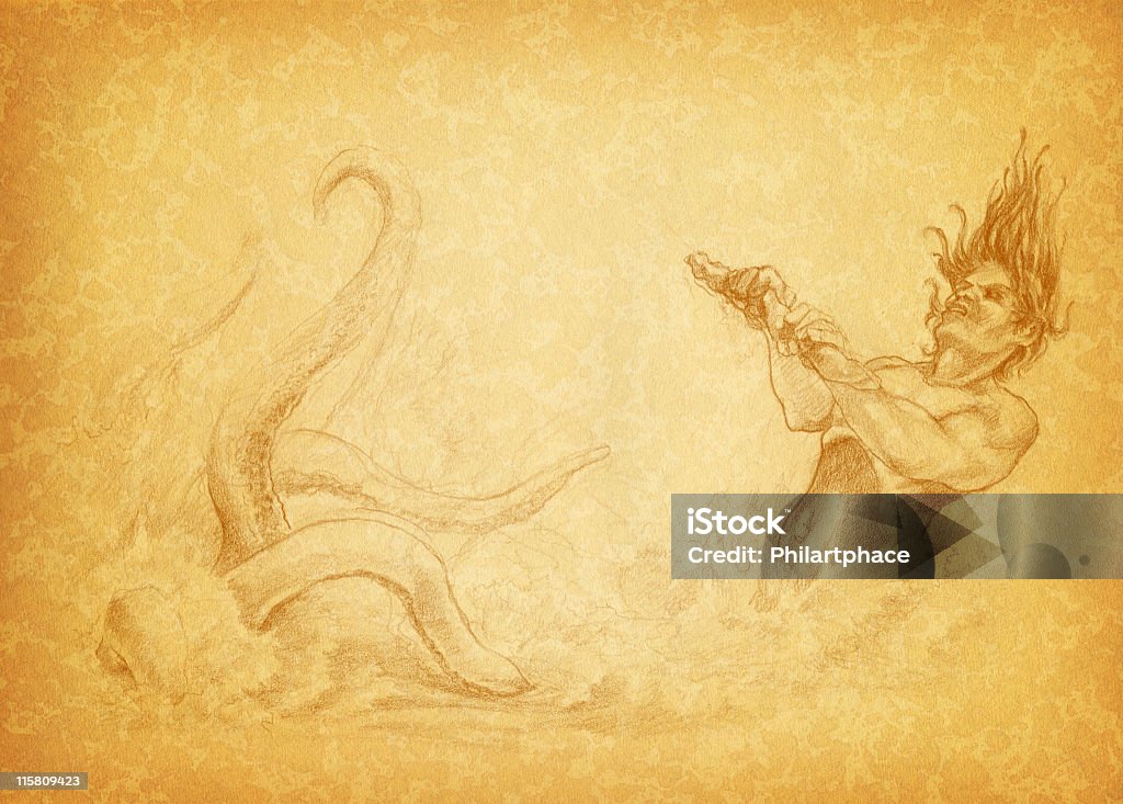 Antico disegno su carta Fantasia - Illustrazione stock royalty-free di Domatore di animali