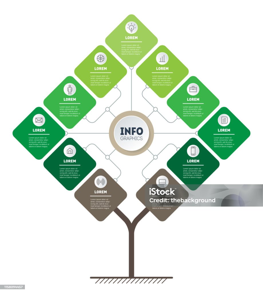 Display Technology Point Tree Vector Infographic Of Technology Or Education Process With 11 Points ...