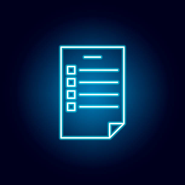istock test, exam, document outline icon in neon style. elements of education illustration line icon. signs, symbols can be used for web, logo, mobile app, UI, UX 1158094564