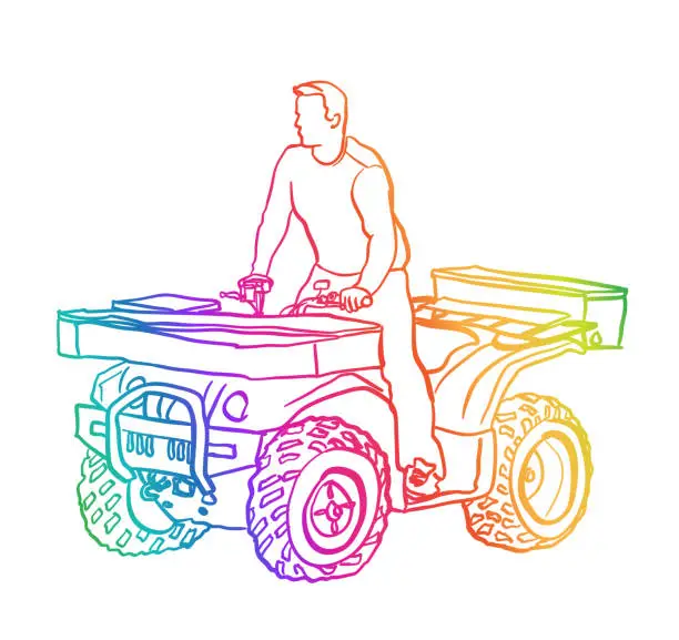 Vector illustration of Work Quad Rainbow