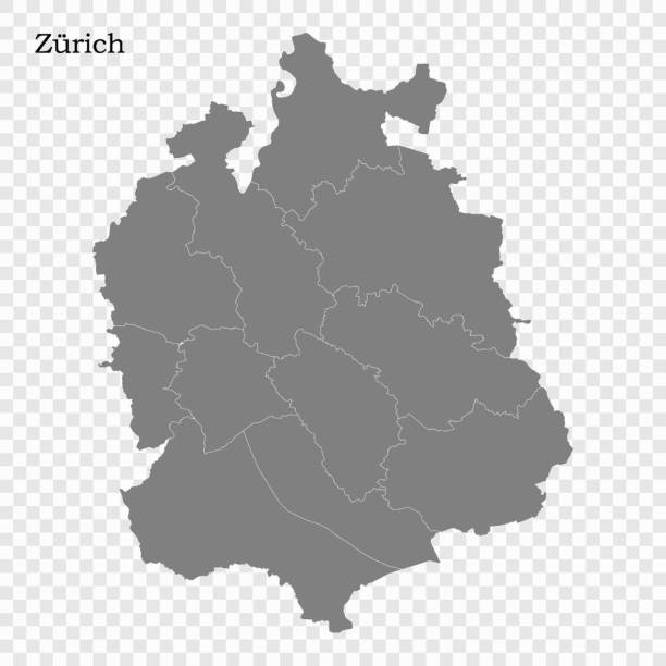 ÐÐ»Ñ ÐÐ½ÑÐµÑÐ½ÐµÑÐ° High Quality map of Zurich is a canton of Switzerland, with borders of the districts zurich map stock illustrations