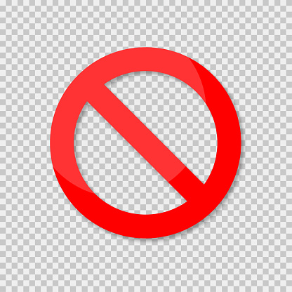 No sign isolated. Red no symbol. Circle red warning icon. Template for button or web applications. EPS 10