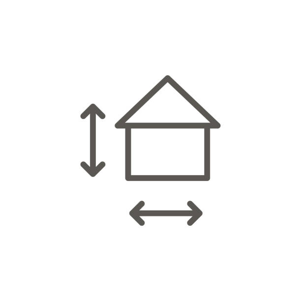 집, 측정, 크기 벡터 아이콘입니다. ui 개념의 간단한 요소 그림입니다. 집, 측정, 크기 벡터 아이콘입니다. 부동산 개념 벡터 그림입니다. - weihnachten stock illustrations