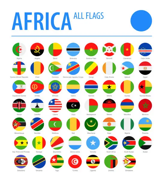 Vector illustration of Africa All Flags - Vector Round Flat Icons