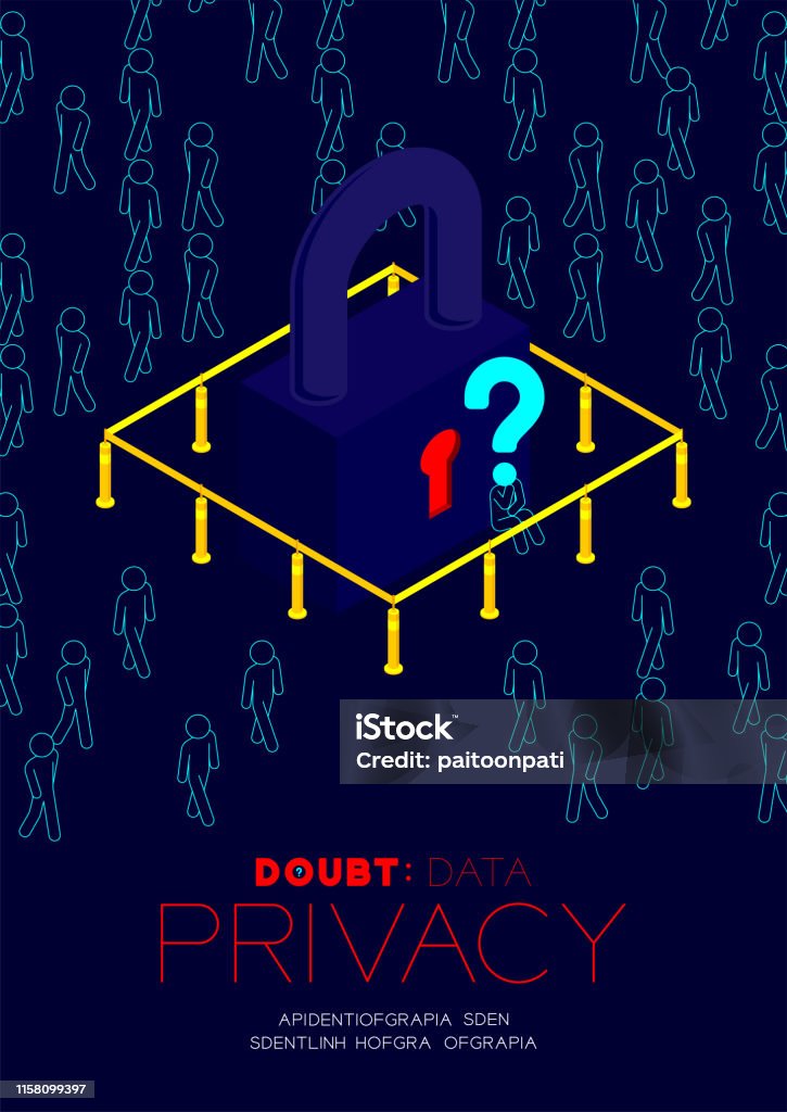 Data Privacy Problem Depiction Doubt Data Privacy Problem Concept Man Pictogram Question Mark Head ...