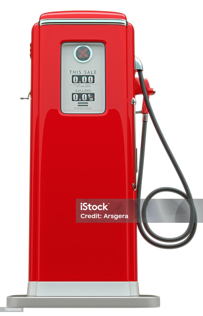 Retro czerwony pompy paliwowej puste - Zbiór zdjęć royalty-free (Powrót do retro)