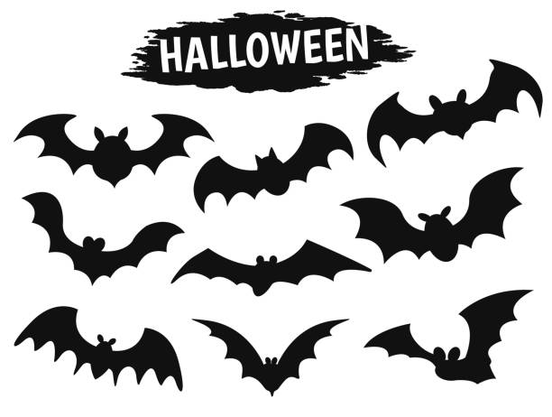 ilustrações de stock, clip art, desenhos animados e ícones de dracula bat's shadow icon during the halloween season. - halloween witchs hat witch autumn