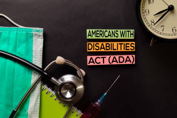 Americans with Disabilites Atc (ADA) text on top view black table with blood sample and Healthcare/medical concept. Americans with Disabilites Atc (ADA) text on top view black table with blood sample and Healthcare/medical concept. atc stock pictures, royalty-free photos & images