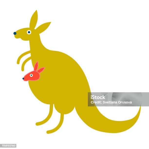 Kangaroo Isolated On White Background Stock Illustration - Download Image Now - Animal, Animal Pouch, Animal Wildlife