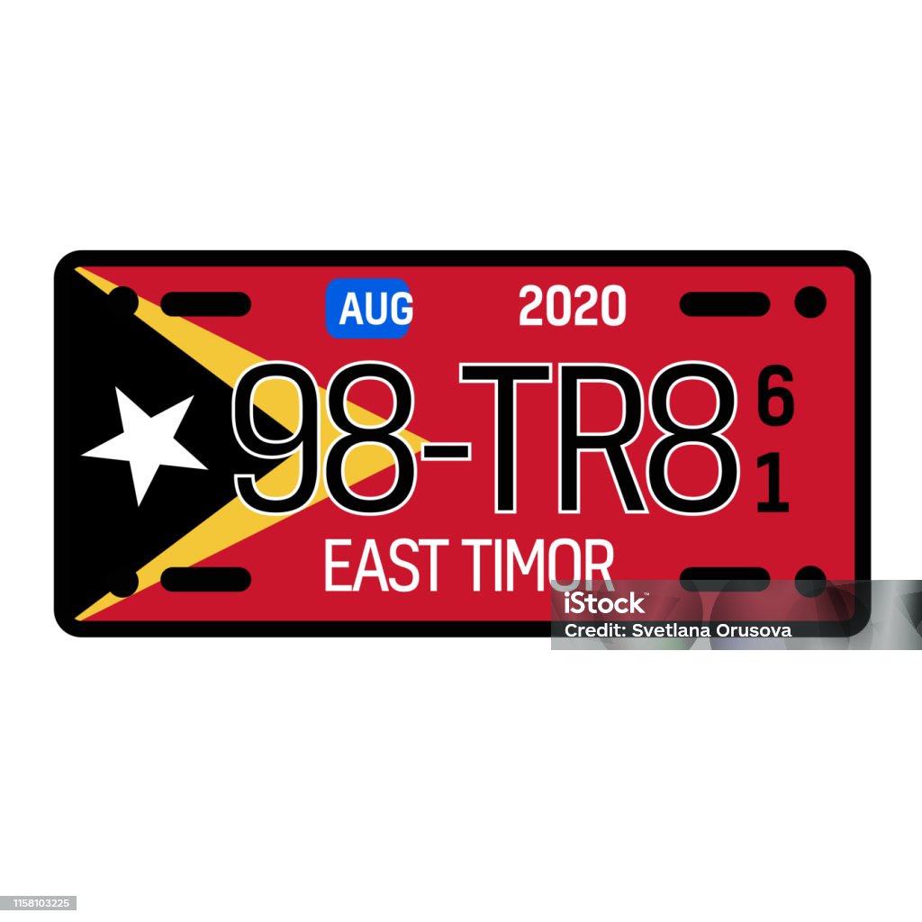 Vetores de Placa De Licença Do Automóvel De Timor Leste No Fundo Branco