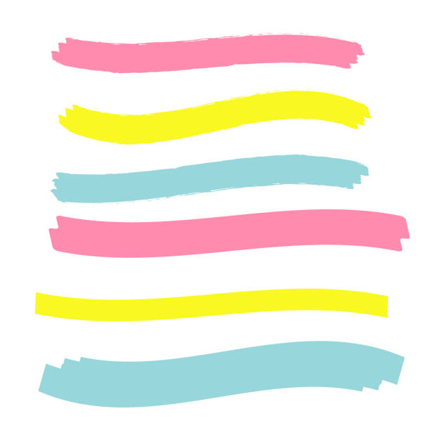 istock Yellow highlighter marker illustration. Brush pen underline. Yellow watercolor hand drawn highlight 1158103987