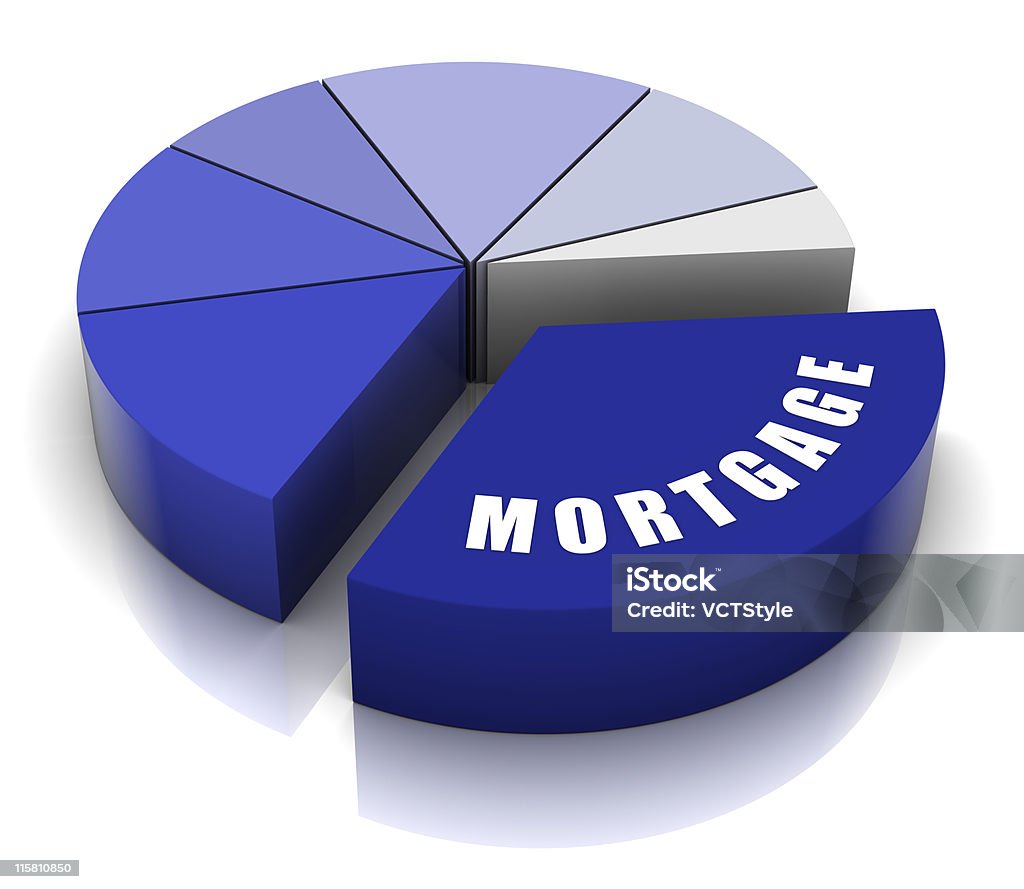 Mortgage Pie Chart Personal finances blue pie chart. Part of a series. Blue Stock Photo