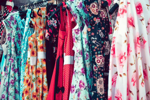 istock Vintage dresses hanging on rack 1158112553