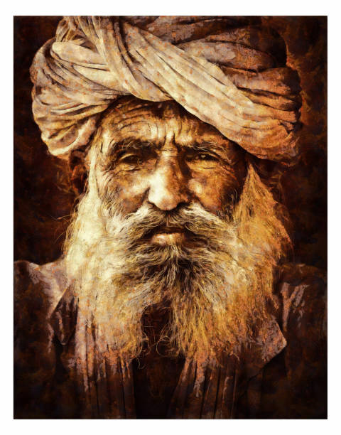 istock Indian senior with white turban - digital photo manipulation 1158112795