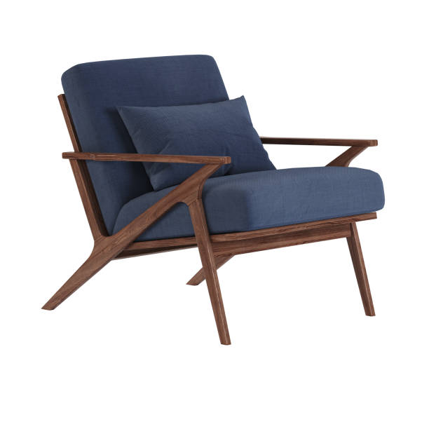 istock Armchair with wooden legs on a white background. 3D rendering. 1158117465