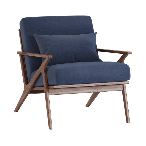 istock Armchair with wooden legs on a white background. 3D rendering. 1158117470